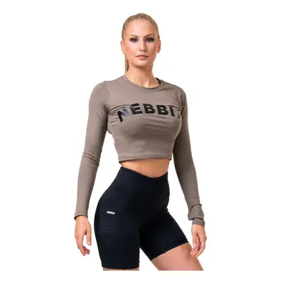 Dámský top Nebbia Hero Sporty Hero crop top long sleeve mocha