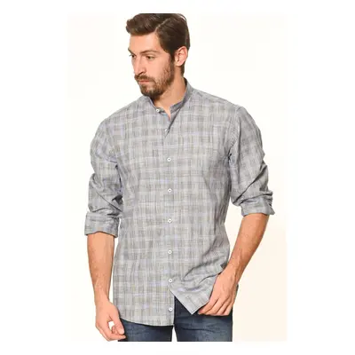 G618 DEWBERRY LINEN SHIRT-BLUE-BLACK