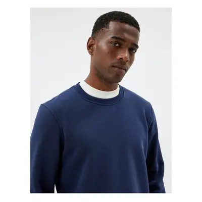 Koton Crew Neck Sweatshirt Basic Long Sleeve Raised