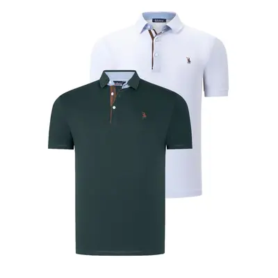 DUAL SET T8582 DEWBERRY MENS T-SHIRT-WHITE-GREEN