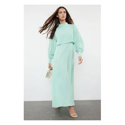 Trendyol Mint Aller Piece Detailed Woven Dress