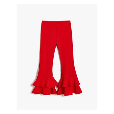 Koton Flared Leg Trousers with Ruffle Detail and Elastic Waist