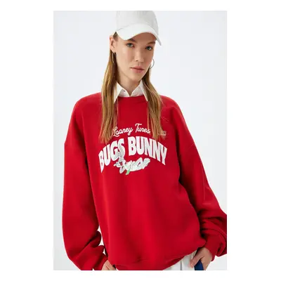 Koton Bugs Bunny Oversize Sweatshirt Back Printed Raised Licensed