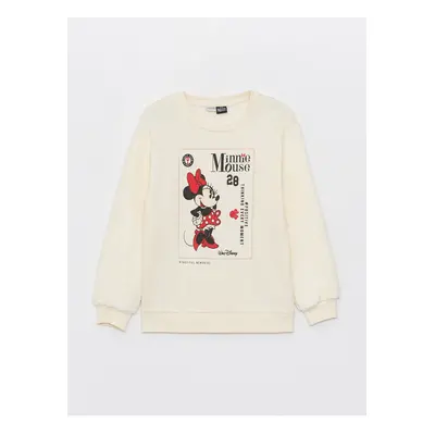 LC Waikiki Crew Neck Minnie Mouse Printed Long Sleeve Girl's Sweatshirt