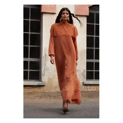 Trendyol X AI Cinnamon Lace Cape Dress