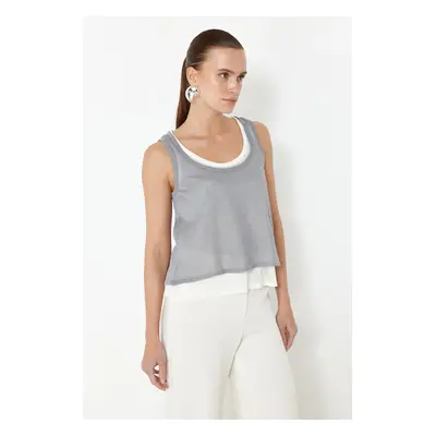 Trendyol Gray Double Layer Knitwear Thin Blouse