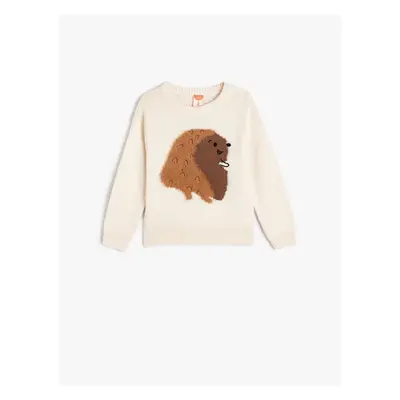 Koton Knitwear Sweater Hedgehog Appliqued Long Sleeve Crew Neck