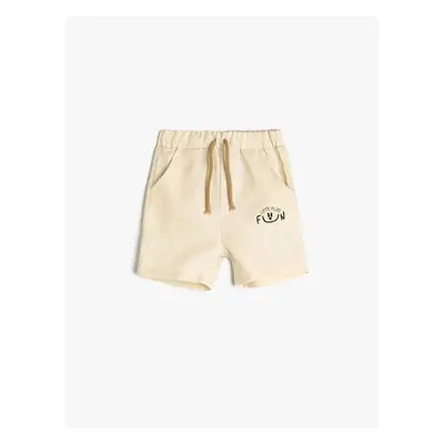 Koton Linen Shorts with Pockets, Tied Waist and Embroidery Detail