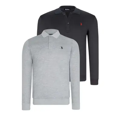 DOUBLE SET V4007 DEWBERRY MEN'S SWEATSHIRT-NAVY - GREY