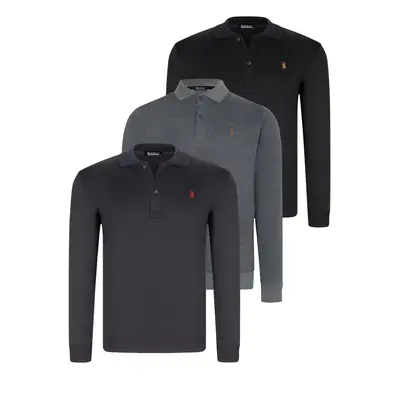 TRIPLE SET V4007 DEWBERRY MEN'S SWEATSHIRT-BLACK-NAVY-ANTHRACITE