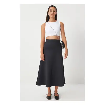 Happiness İstanbul Women's Black A-Line Pleated Skirt