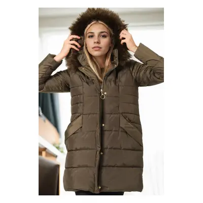 Z6745 DEWBERRY WOMEN'S COAT-KHAKI-1