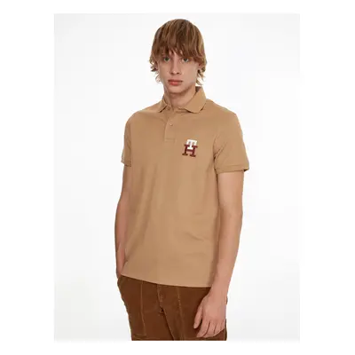 Hnědé pánské polo tričko Tommy Hilfiger - Pánské