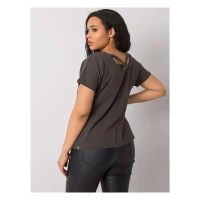 Tmavá khaki halenka plus size velikosti od Melfi