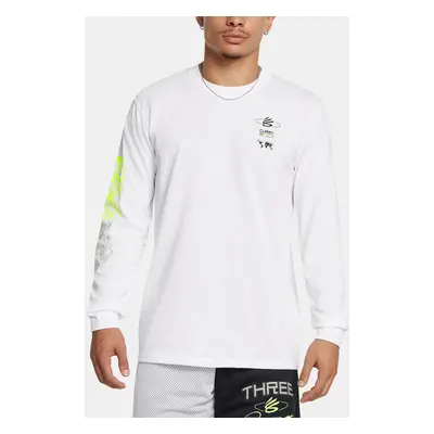 Pánské tričko Under Armour Curry HW Verbiage LS Tee-WHT - Pánské