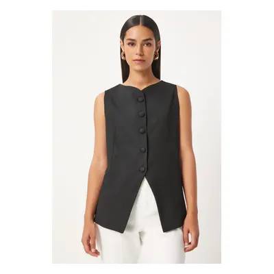 Happiness İstanbul Women's Black Sleeveless Woven Vest