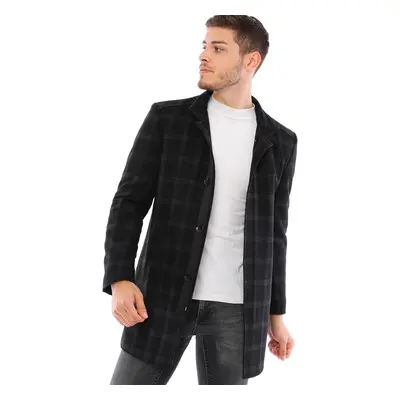 PLT8327 DEWBERRY MEN'S COAT-PATTERNED BLACK