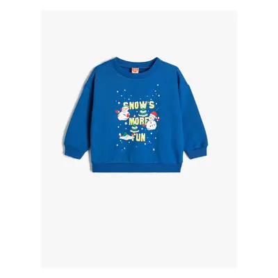 Koton Sweat Snowman Printed Long Sleeve Raised Cotton