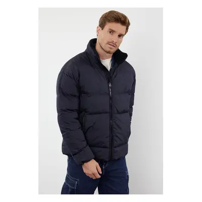 Trendyol Navy Blue Oversize Ribstop Puffer Jacket