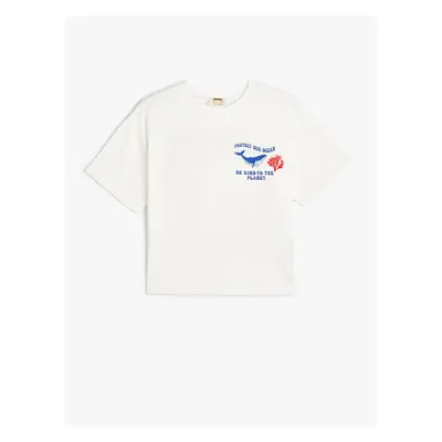 Koton T-Shirt Slogan Printed Short Sleeve Crew Neck