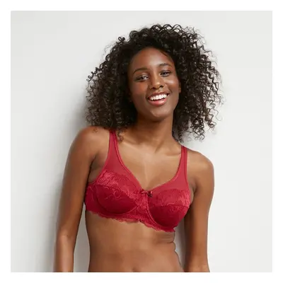 Červená dámská krajkovaná podprsenka DIM GENEROUS ESSENTIEL UNDERWIRE BRA