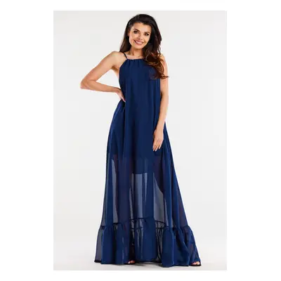 Awama Woman's Dress A516 Navy Blue