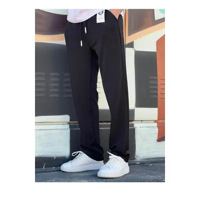 63521 Dewberry Elastic Waist Mens Baggy Pants-BLACK