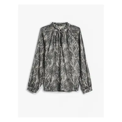 Koton Long Sleeve Blouse Snakeskin Pattern Window Detail