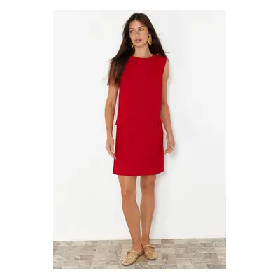 Trendyol Red Straight Cut Sleeveless Mini Woven Dress