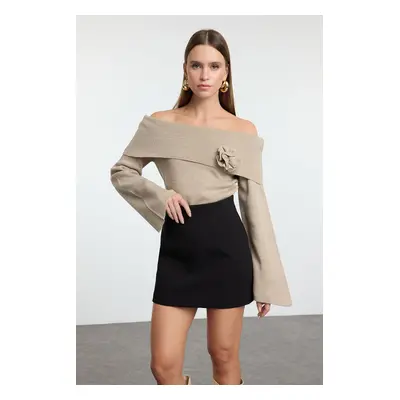 Trendyol Mink Rose Detailed Knitwear Sweater