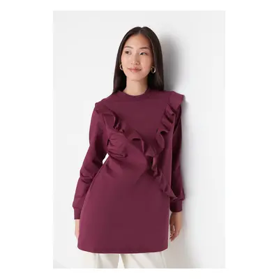 Trendyol Purple Ruffle Detailed Knitted Tunic