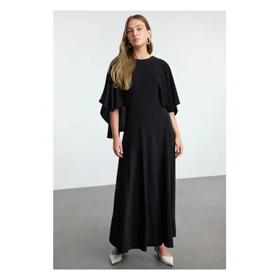 Trendyol Black Relaxed Fit Skater Maxi Stretch Knit Dress