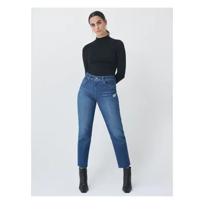 Tmavě modré dámské zkrácené straight fit džíny Salsa Jeans - Dámské