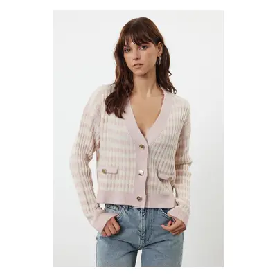 Trendyol Powder Soft Textured Striped Knitwear Cardigan