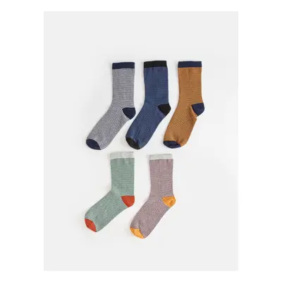 LC Waikiki 5-Piece Striped Boy's Crew Neck Socks