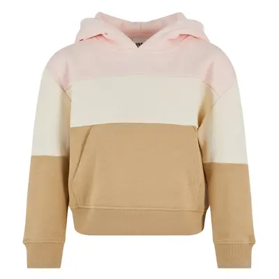 Dívčí oversized 3-Tone Hoody růžová/bílá písková/unionbéžová