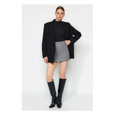 Trendyol Gray Pocket Detailed Stitched Woven Shorts Skirt