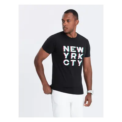 Ombre Men's printed cotton t-shirt - black