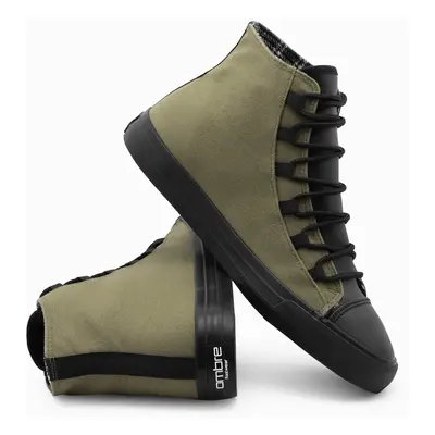 Ombre Men's shoes sneakers in combined materials - olive