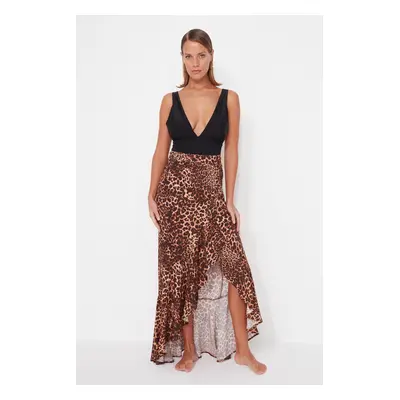 Trendyol Animal Patterned Maxi Ruffled Skirt