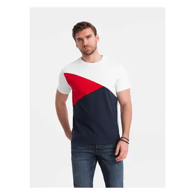 Ombre Tri-color men's cotton t-shirt - white and navy blue