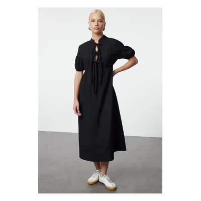 Trendyol Black Bow Detailed Maxi Woven Dress