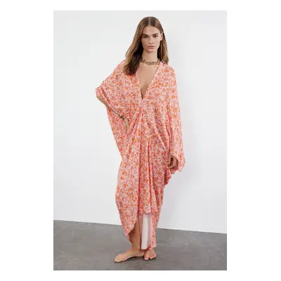 Trendyol Floral Wide Fit Maxi Woven Gathered / Drape Beach Dress