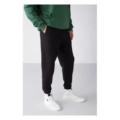 GRIMELANGE Inside Men's Regular Fit Soft Fabric Black Elastic Waist Sweatpant