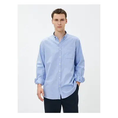 Koton Basic Shirt Loose Cut Classic Collar Pocket Detailed Cotton Non Iron