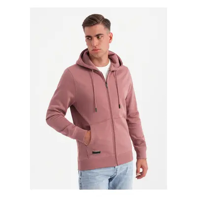 Ombre BASIC men's unbuttoned cotton sweatshirt - dark pink