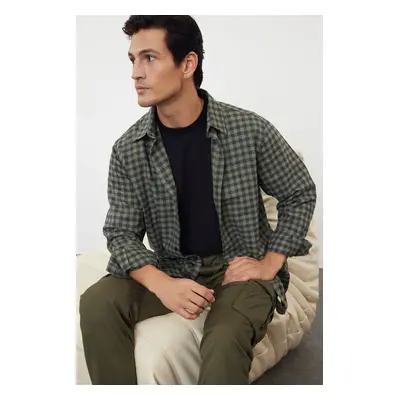 Trendyol Khaki Regular Fit Winter Checkered Plaid Lumberjack Shirt