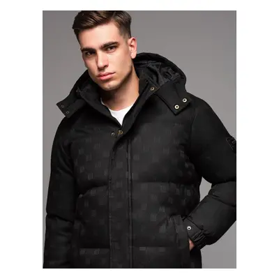 Ombre Men's patterned jacquard puffer jacket - black