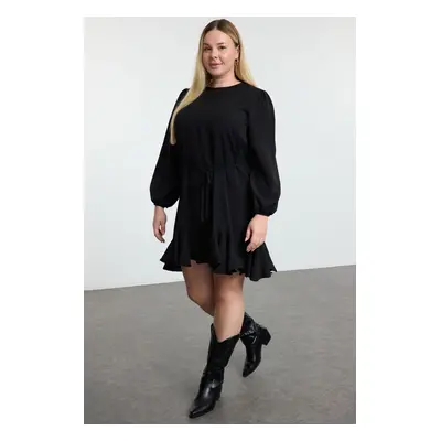 Trendyol Curve Black Long Balloon Sleeve Woven Midi Plus Size Dress