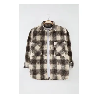 Trendyol Brown Regular Fit Thick Winter Lumberjack Plaid Shirt Jacket